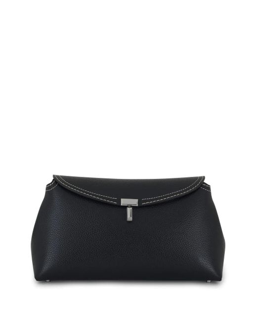 Totême Black "T Lock Grained Leather" Clutch Bags