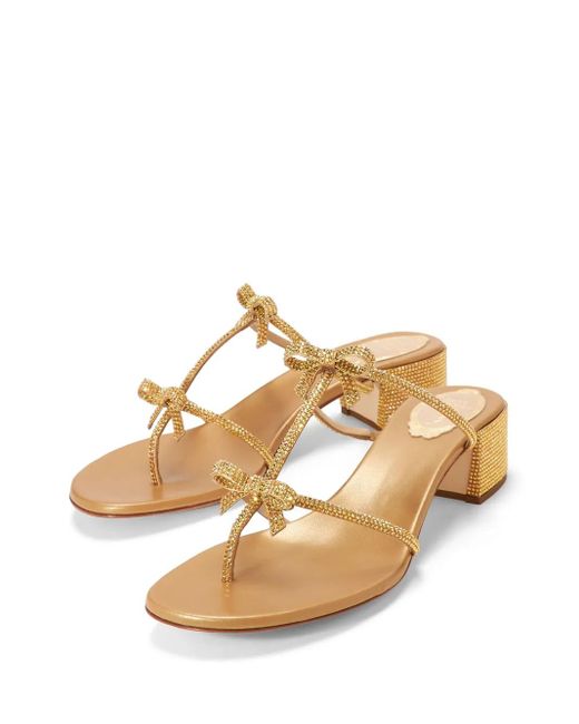 Rene Caovilla Metallic Rhinestone-Embellished Leather Sandals