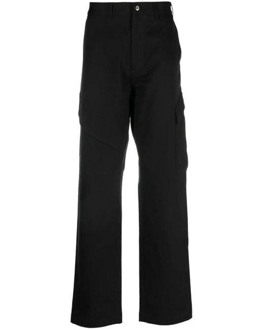 Moncler Black Logo-Patch Straight-Leg Trousers for men