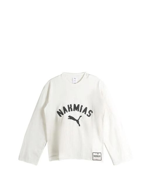 PUMA White X Nahmias Logo-Print Long-Sleeve Top for men