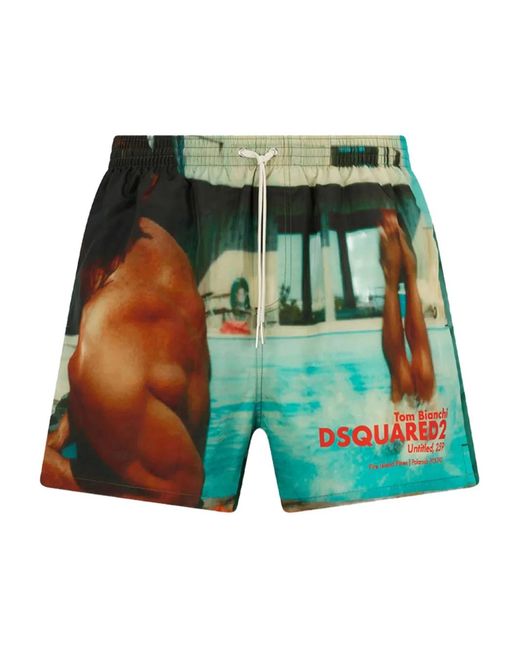 DSquared² Green Tom Bianchi X D2 Midi Swim Boxers for men