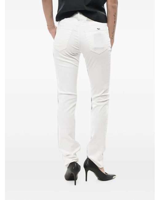 Jacob Cohen White Patch-Detail Straight-Leg Jeans