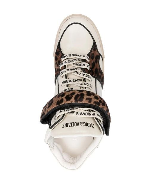 Zadig & Voltaire Natural Mid Flash Leopard-Effect Sneakers