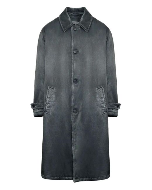 MM6 by Maison Martin Margiela Gray Waxed Button-Up Coat for men