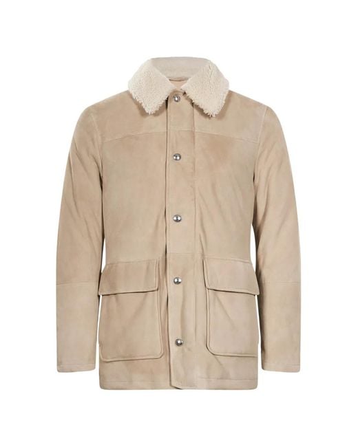 Eleventy Natural Parka À Col En Peau Lainée for men