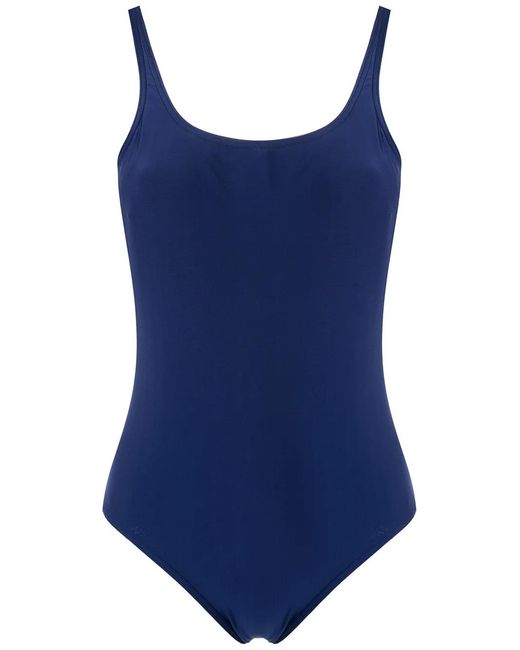 Amir Slama Blue Plain Plunging Back One-Piece