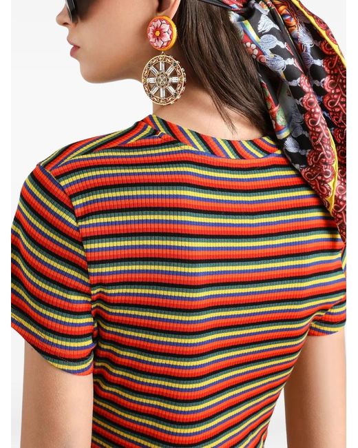 Dolce & Gabbana Brown Striped Jersey T-Shirt