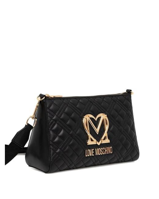 Love Moschino Black Quilted Logo Cross-Body Bag