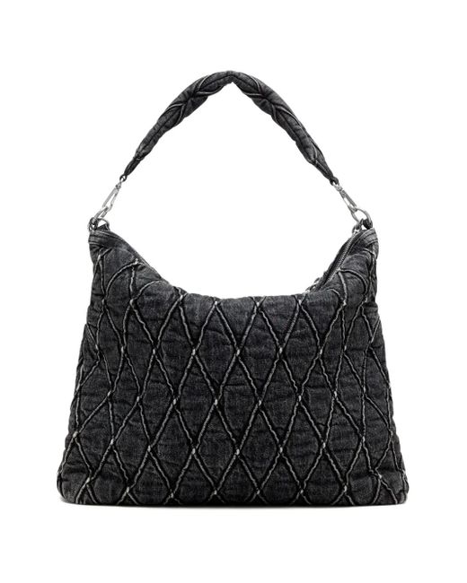 DIESEL Black Charm-D Quilted Chain-Embellished Shoulder Bag