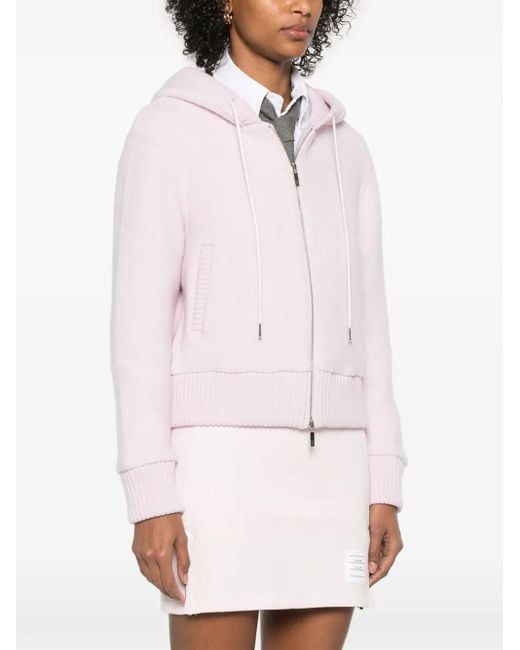 Thom Browne Pink Zip-Up Wool Hoodie