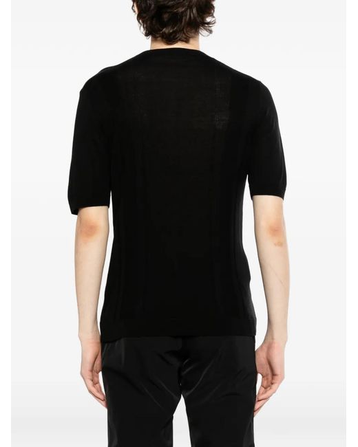 Tagliatore Black Crew-Neck T-Shirt for men