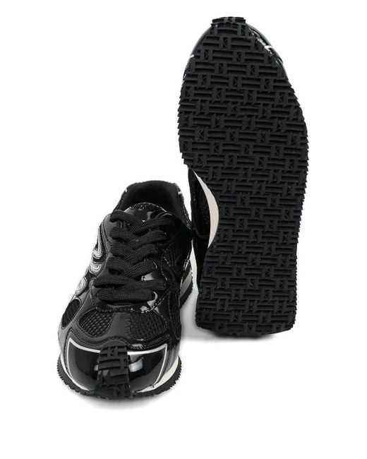 Karl Lagerfeld Black Velocette Patent-Leather Triangular-Sole Sneakers
