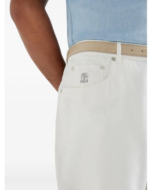 Brunello Cucinelli White Five-Pocket Jeans for men