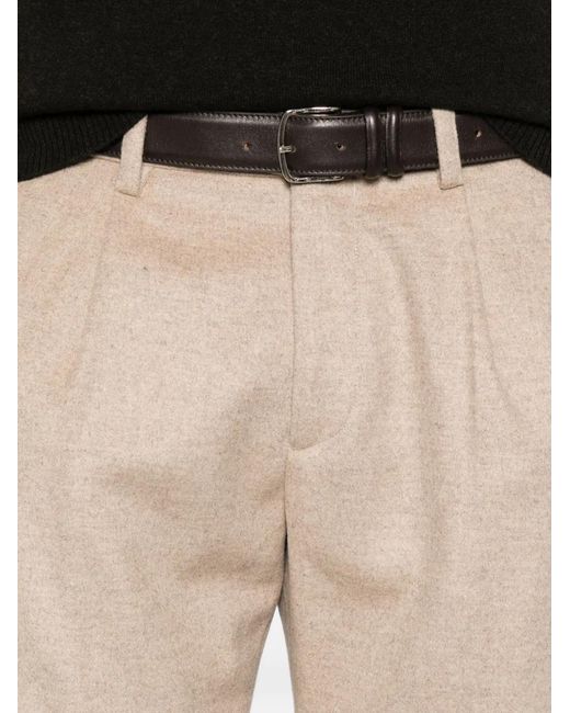 Devore Natural Pleated Wool Trousers for men