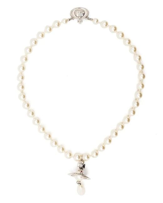 Vivienne Westwood White Faux-Pearl Drop Choker