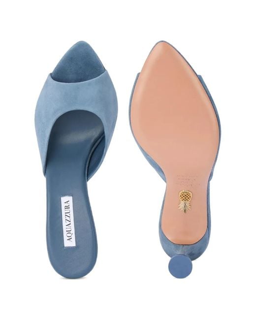 Aquazzura Blue Bisous Mules 65
