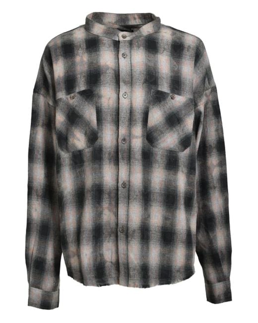 BREATH Gray Plaid-Pattern Shirt for men