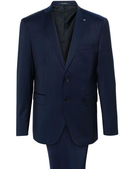 Tagliatore Blue Single-breasted Pinstripe Suit for men