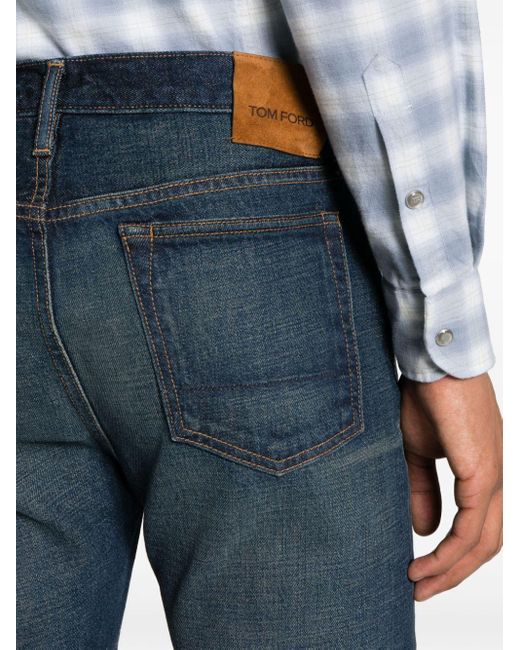 Tom Ford Blue Selvedge Straight-leg Jeans - Men's - Calf Leather/cotton for men