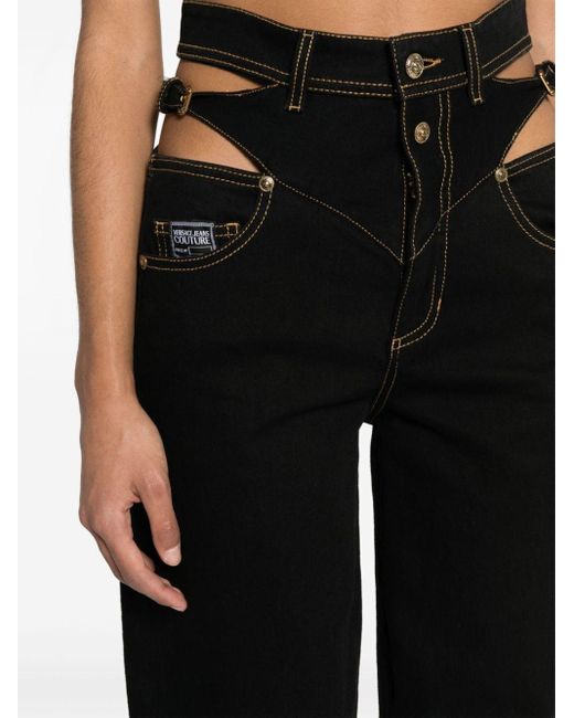Versace Black Gerade Jeans mit Logo-Gravur