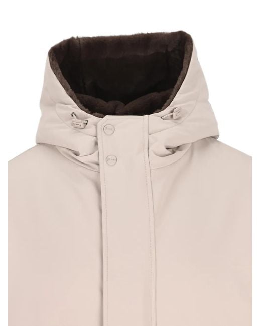 Herno Natural Hooded Concealed-Fastening Coat for men