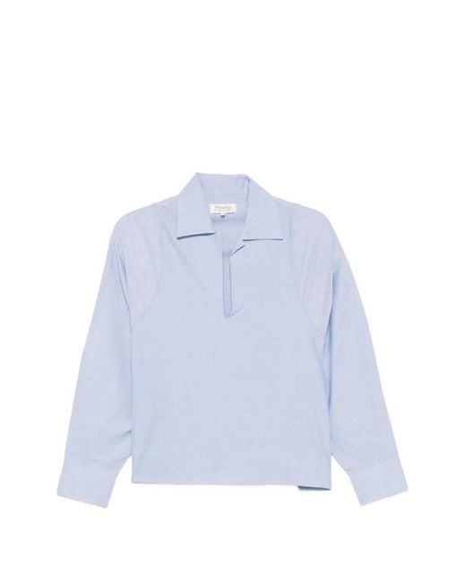 Psophia Blue Spread-Collar Long-Sleeve Shirt