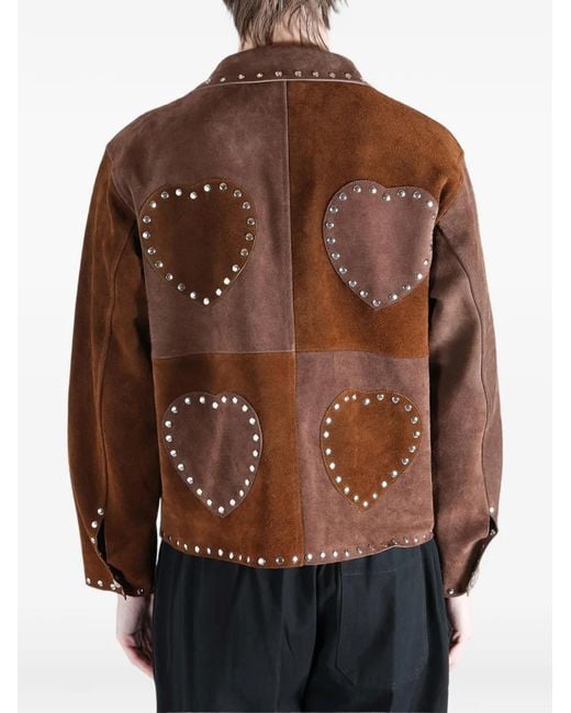 Bode Brown Heart-Detail Studded Overshirt for men