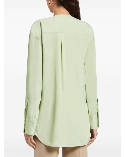 Ferragamo Green Draped-detail Button-up Shirt