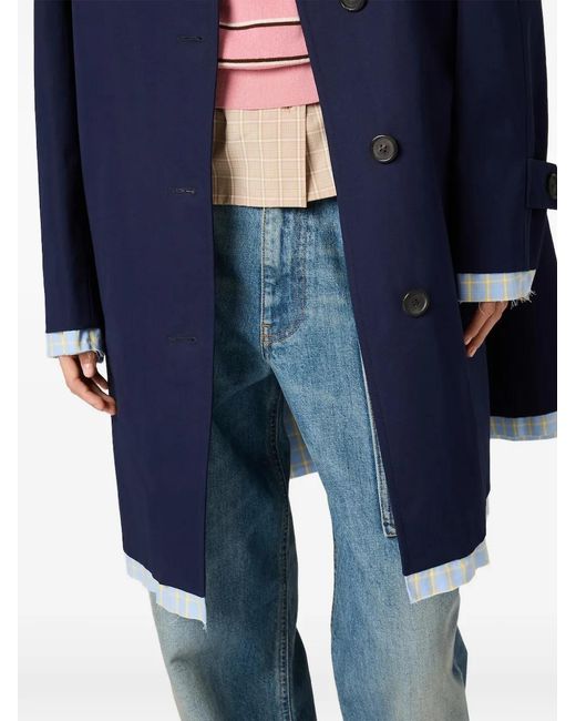 Miu Miu Blue Single-Breasted Poplin Coat