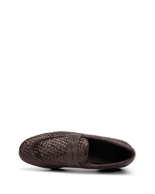 Frau White Woven Leather Loafers for men