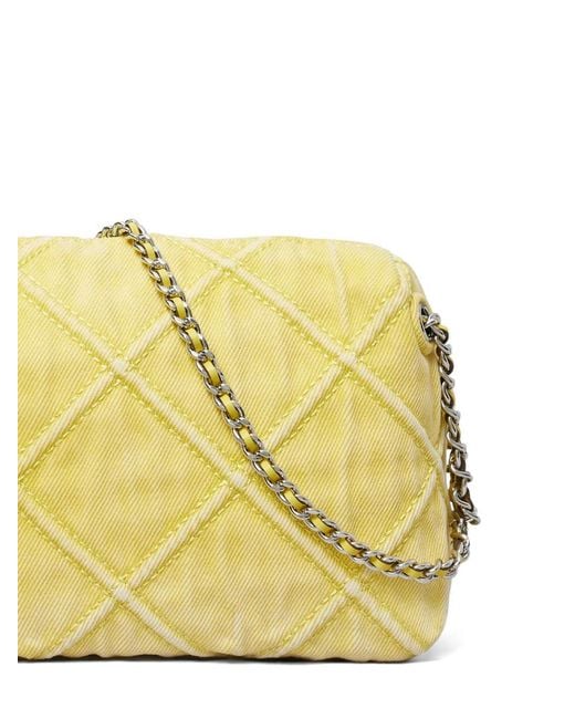 Tory Burch Yellow Fleming Denim Soft Crossbody Bag