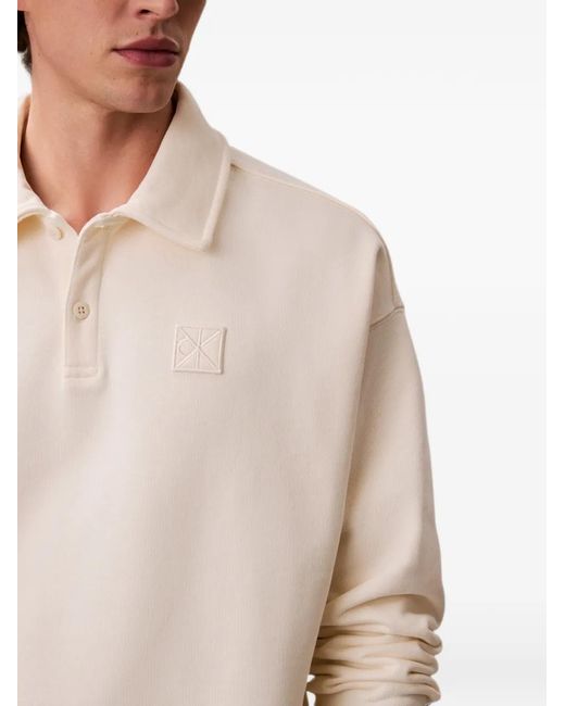 Calvin Klein White Logo-Patch Polo-Collar Sweater for men