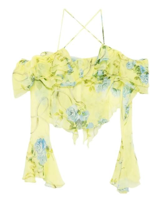 Blusa A Fiori Con Ruches di Blumarine in Yellow