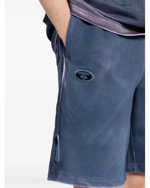 Aape By A Bathing Ape Blue Logo-Embroidered Track Shorts for men