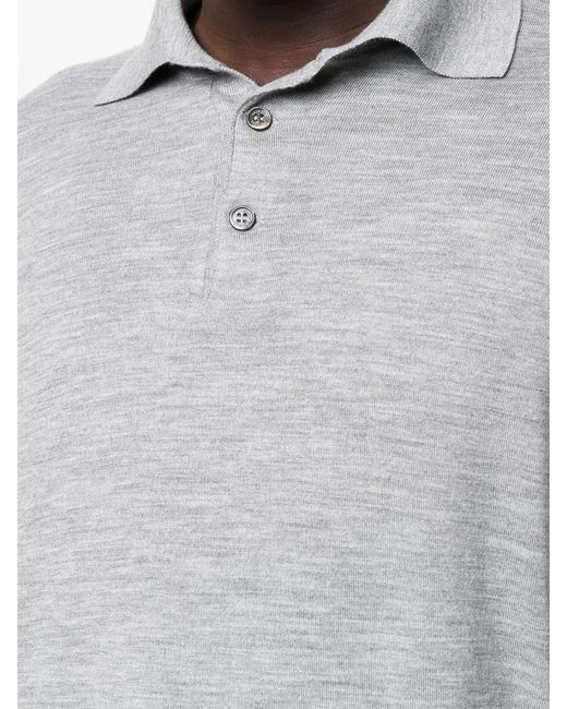Brunello Cucinelli Gray Knitted Polo Shirt for men