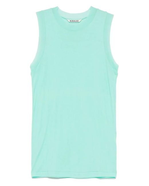 AURALEE Ribbed Sheer Tank Top in Blue | Lyst