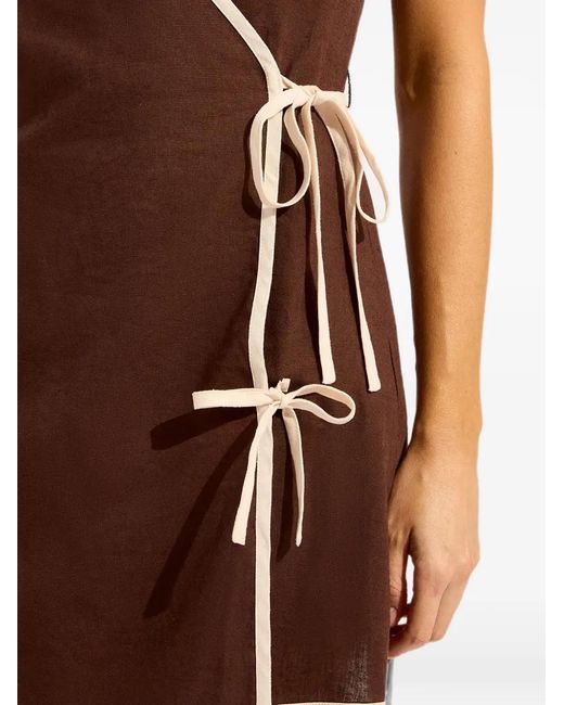 Seafolly Brown Contrast-Trim Wrap Mini Dress