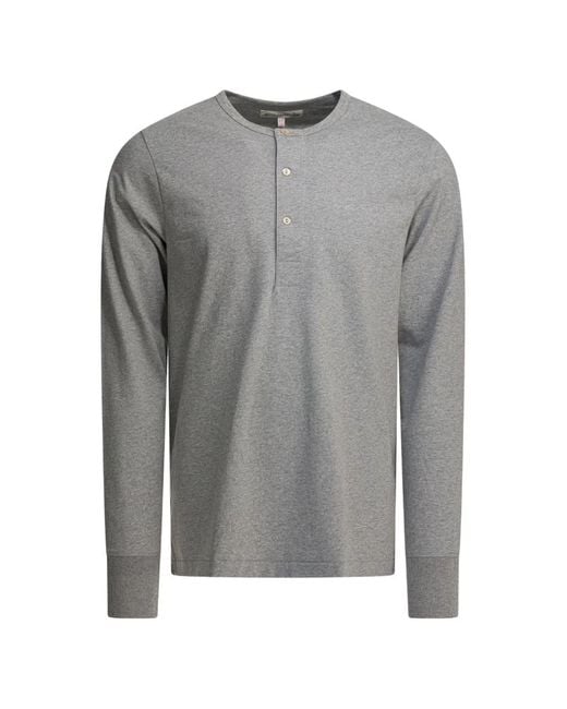 Merz B. Schwanen Gray Buttoned Long-Sleeve T-Shirt for men