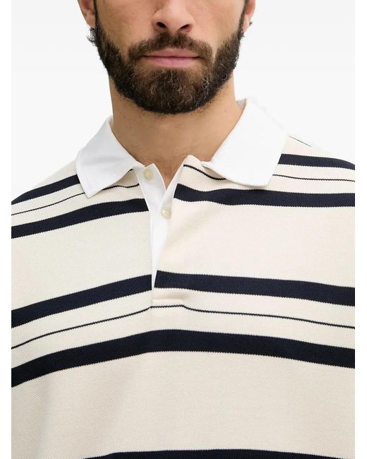 Guess Natural Striped Long-Sleeve Polo-Collar Sweater for men