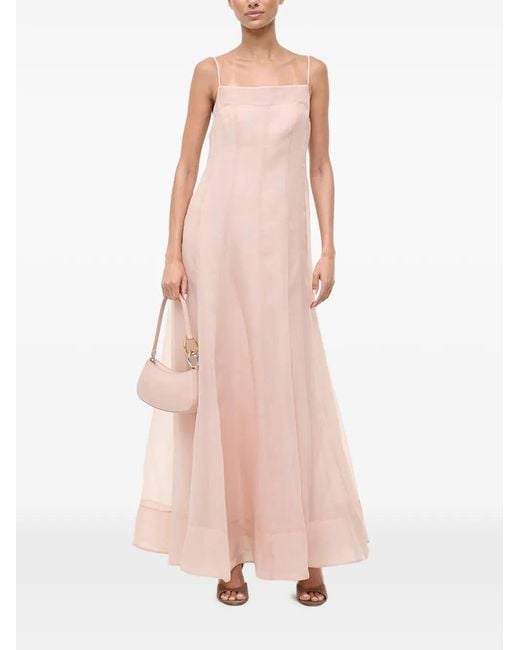 Staud Pink Gustav Square-Neck Maxi Dress