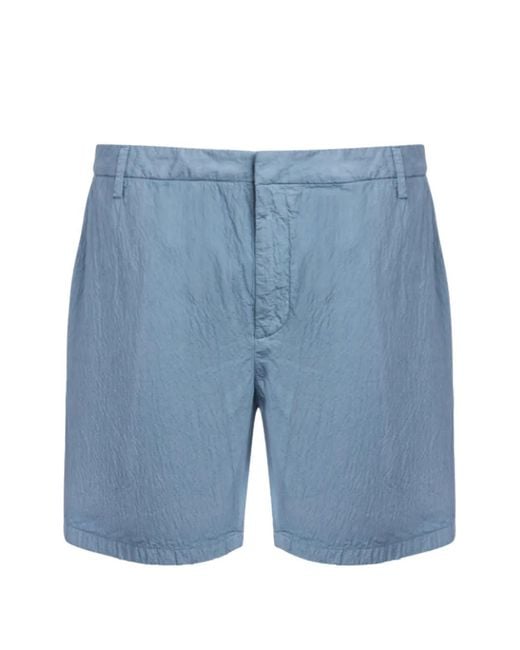 Dondup Blue Crinkled-Effect Bermuda Shorts for men