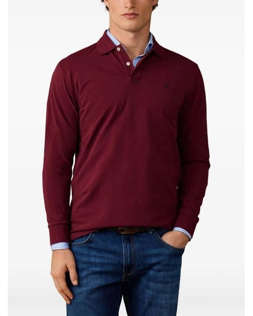 Hackett Red Heritage Long-Sleeve Polo Shirt for men