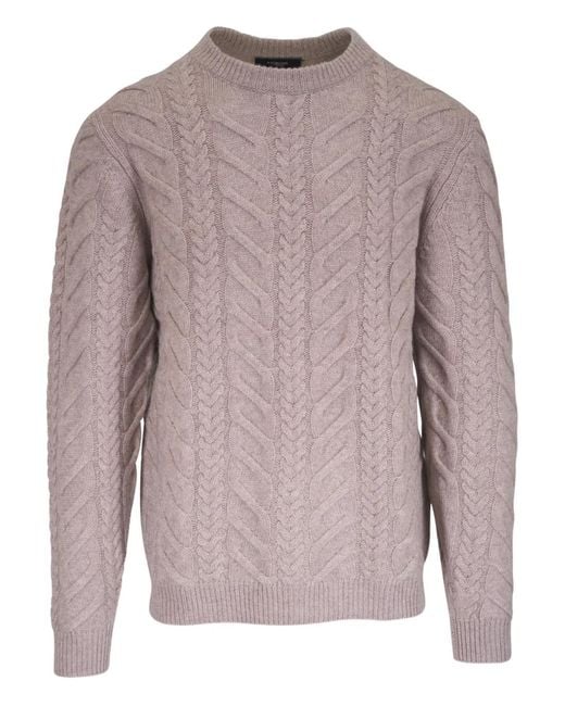 Kinross Cashmere Gray Cable-Knit Sweater for men