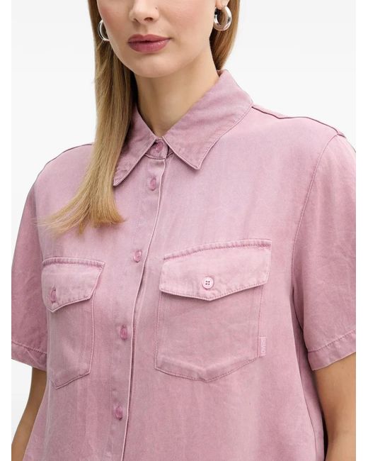 Silvian Heach Pink Buttoned Pocket Shirt