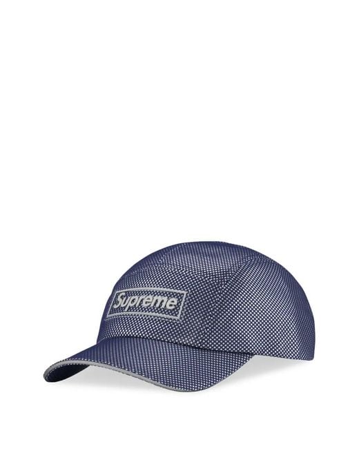 Supreme Blue Metallic Mesh Camp Cap for men