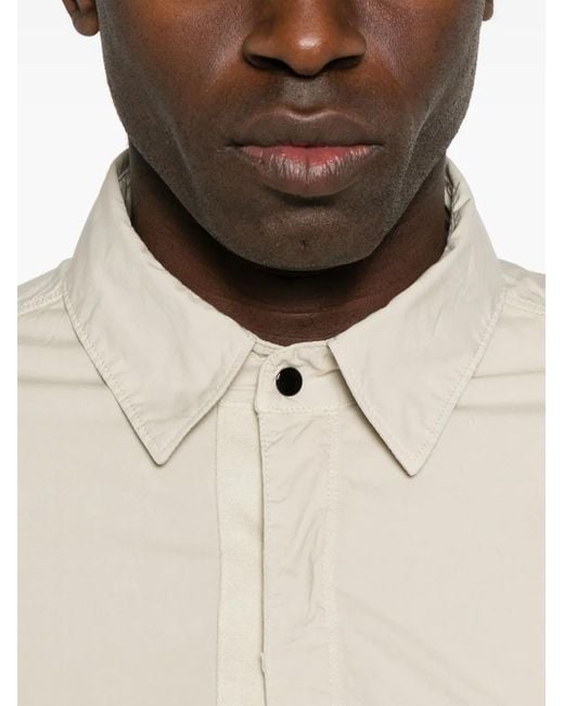 メンズ Stone Island コンパスバッジ オーバーシャツ Natural