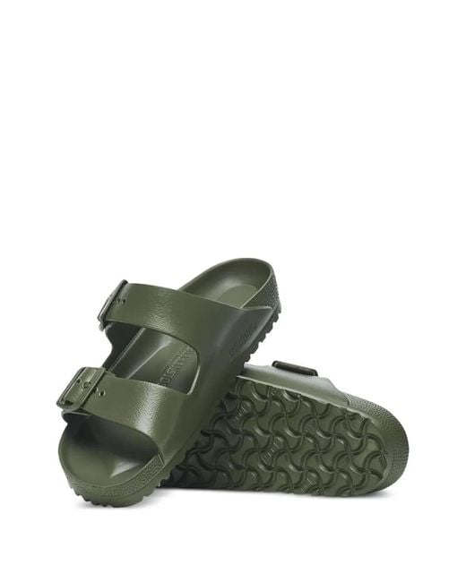 Birkenstock Green Arizona Buckle-Fastening Slides