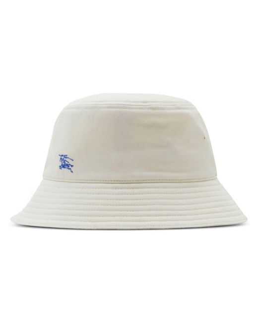 Burberry White Equestrian Knight-embroidered Bucket Hat for men