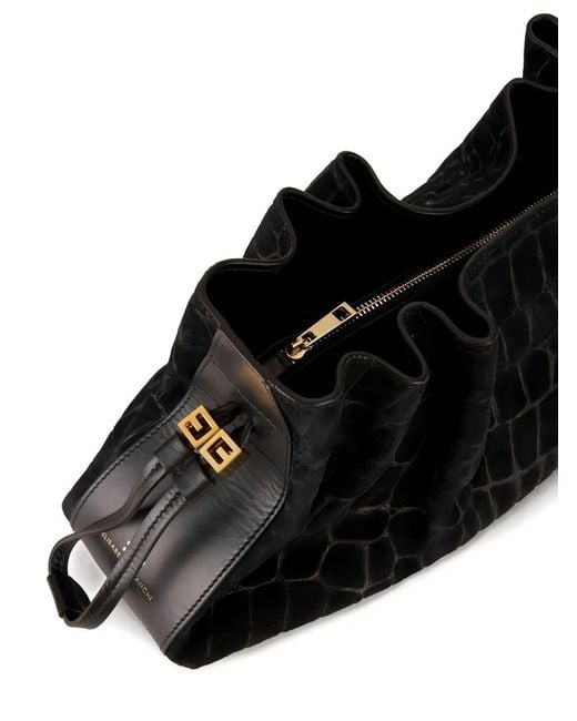 Elisabetta Franchi Black Crocodile-Effect Clutch Bag