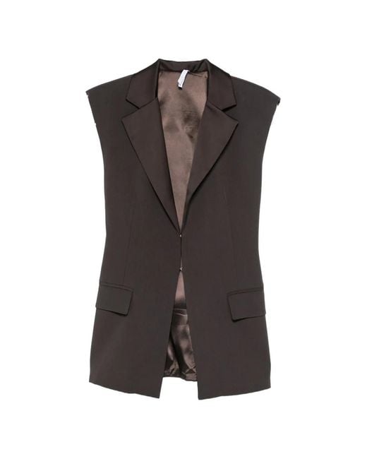 Imperial Brown Satin-Lapel Cutout-Back Gilet